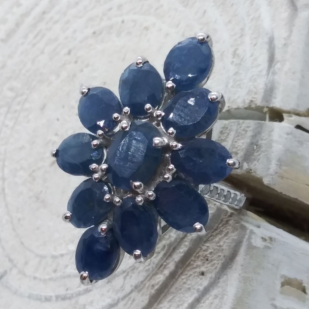 Genuine Raw Sapphire 8.45ct Cocktail Ring Sz 5